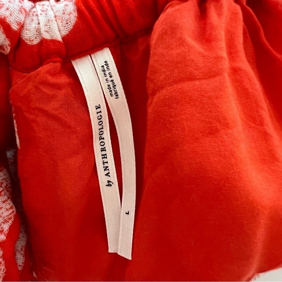 By Anthropologie Gauze Bubble Hem Red Floral Dress L - Picture 10 of 11